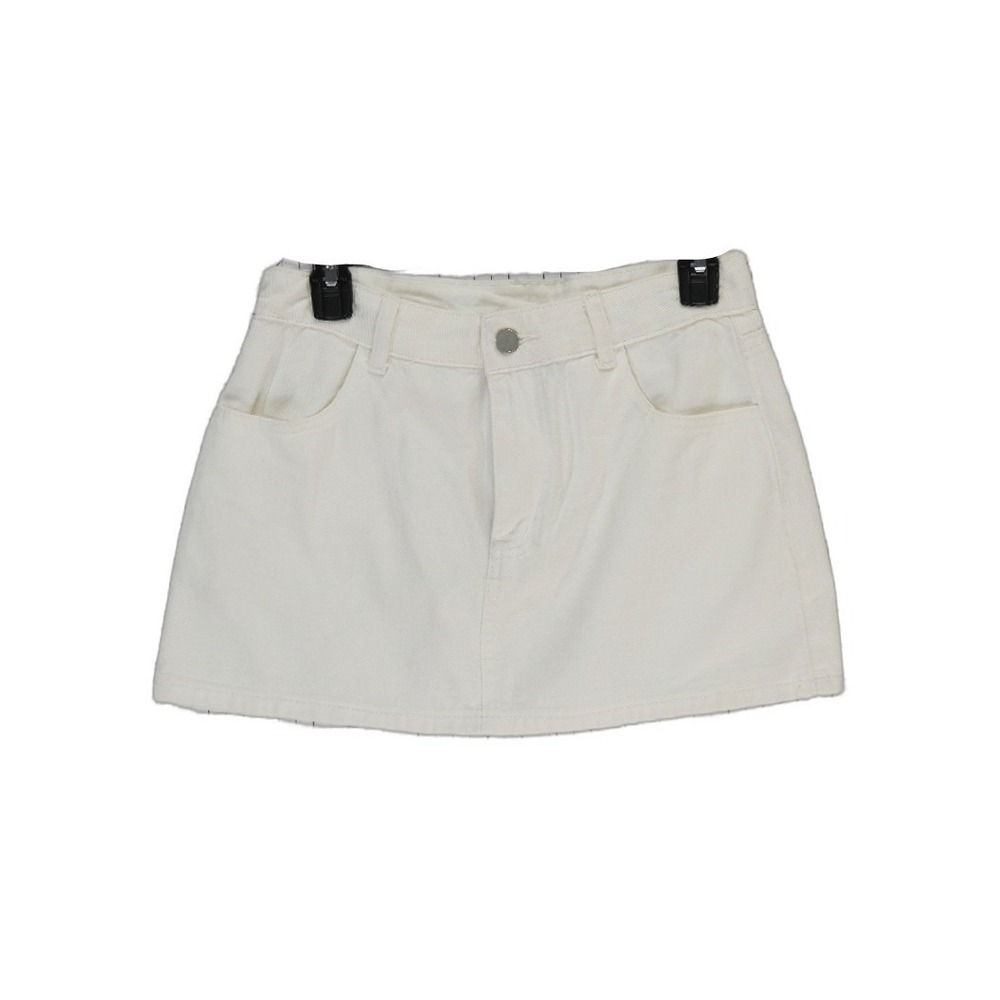 NWT Aimee Song‎ of Style 100% Cotton Denim Mini Skirt Women's Size Medium Ivory